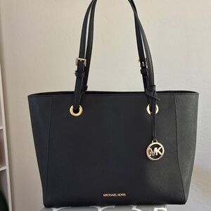 Michael Kors Black Laptop Bag with Gold Accents